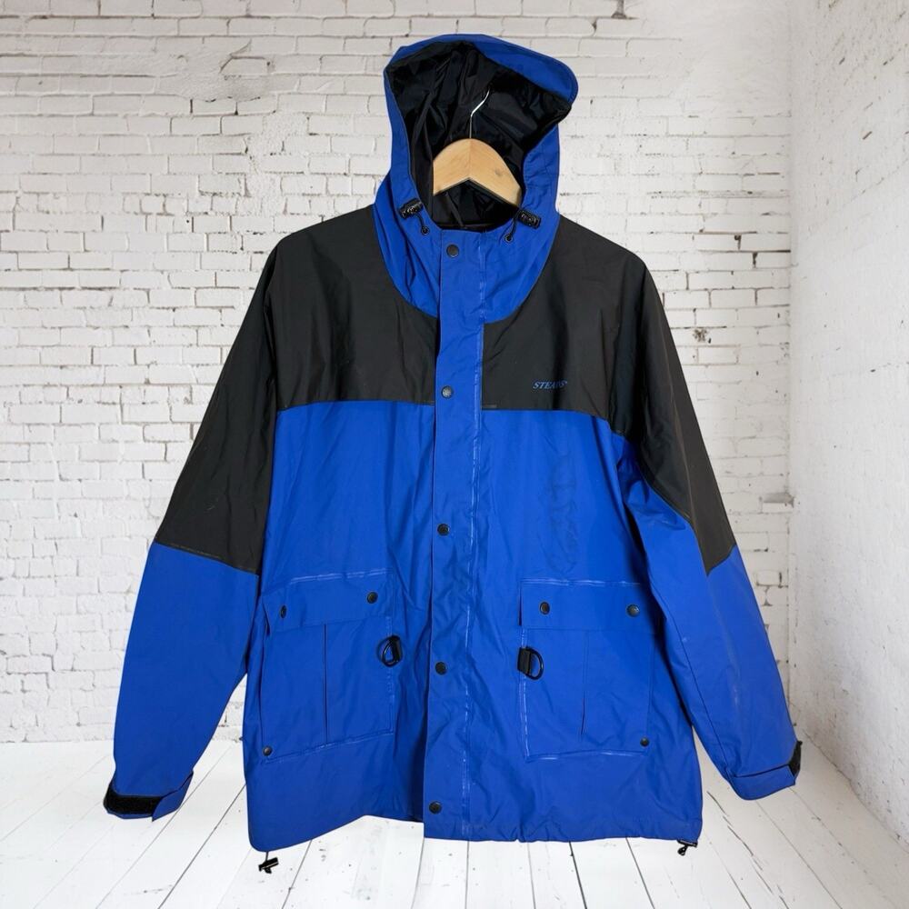 Stearns Dry Wear Jacket Sz XL Mens Waterproof Zip Snap Hooded Outdoors Sailing